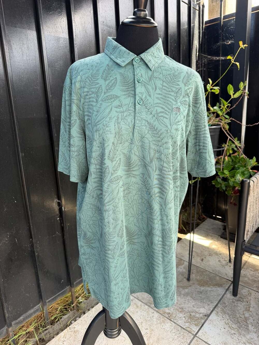 TravisMathew Hidden Falls Leaf Pima Polo Shirt Green Size L